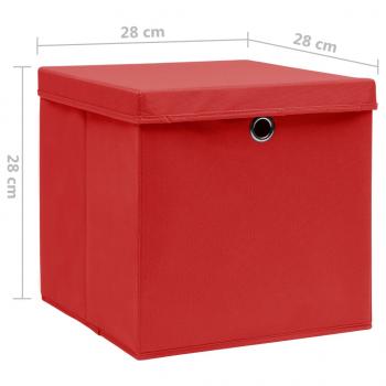 Aufbewahrungsboxen mit Deckeln 10 Stk. 28x28x28 cm Rot