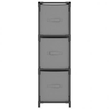 Lagerschrank mit 3 Stoff-Schubladen Grau 34x34x101 cm Stahl