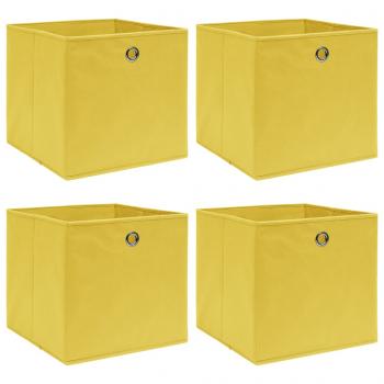 ARDEBO.de - Aufbewahrungsboxen 4 Stk. Gelb 32x32x32 cm Stoff