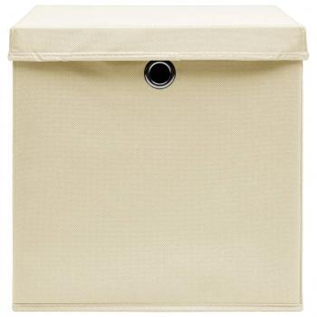  Aufbewahrungsboxen mit Deckel 4 Stk. Creme 32x32x32 cm Stoff