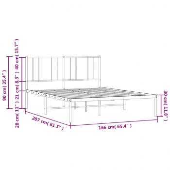 Bettgestell mit Kopfteil Metall Schwarz 160x200 cm