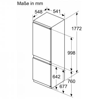 Siemens KI86VVSE0 iQ300 Einbau Kühl-Gefrierkombination, Nischenhöhe: 177,5 cm hoch, 267 L, lowFrost, hyperFresh