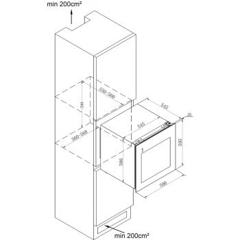 Wolkenstein EWTS85-36ED Einbau Weintemperierschrank, 59 cm breit, 36 Standardweinflaschen, Thermostat, 3 Holzböden, 2 Teperaturzonen, schwarz