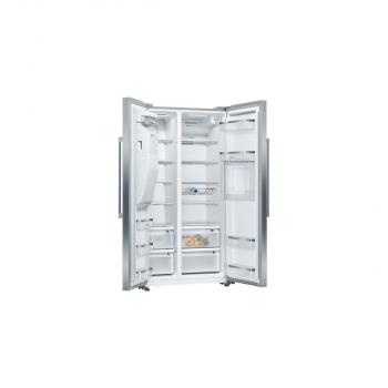 Bosch KAG93AIEP Amerikanischer Side-by-Side, 91 cm breit, 560L, NoFrost, SuperKühlen, Crushed Eis, Eiswürfel, Wasser, Edelstahl mit Antifingerprint