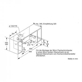 Siemens LI94LB530 EEK:A iQ300 Flachschirmhaube, 90 cm, 412 m³/h, LED, iQdrive, silbermetallic