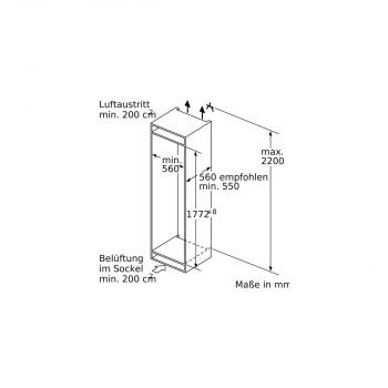 Siemens KI86SADE0 iQ500 Einbau Kühl-Gefrierkombination, Nischenhöhe: 177,5cm, 266L, Festtürtechnik, lowFrost, LED-Licht