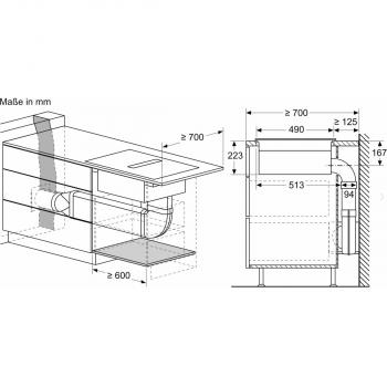 Siemens ED811FGA7iQ500 Induktionskochfeld mit Dunstabzug und Flachkanal 90 °vertikal L (ED811FQ15E+HZ9VDSB2), 80cm breit, rahmenlos, powerBoost, Schwarz