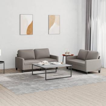 ARDEBO.de - 2-tlg. Sofagarnitur mit Kissen Taupe Stoff