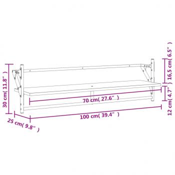 Wandregale mit Stangen 2 Stk. Sonoma-Eiche 100x25x30 cm