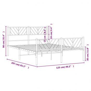 Bettgestell mit Kopf- und Fußteil Metall Weiß 120x200 cm