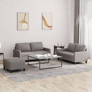 ARDEBO.de - 3-tlg. Sofagarnitur mit Kissen Taupe Stoff