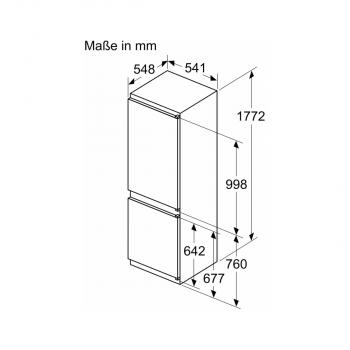 Bosch KIN86VSE0 Serie 4 Einbau Kühl-Gefrierkombination, 260 L, 55 cm breit, LED-Beleuchtung, EcoAirflow, VitaFresh XXL