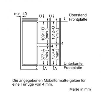 Bosch KIN86VSE0 Serie 4 Einbau Kühl-Gefrierkombination, 260 L, 55 cm breit, LED-Beleuchtung, EcoAirflow, VitaFresh XXL