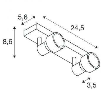 SLV PURI 2, Wand- und Deckenleuchte, zweiflammig, QPAR51, max. 100 W, mit Dekoring, schwarz matt (147370)