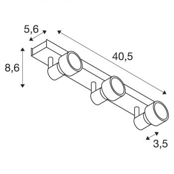 SLV PURI 3, Wand- und Deckenleuchte, dreiflammig, QPAR51, max. 150 W, mit Dekoring, schwarz matt (147380)