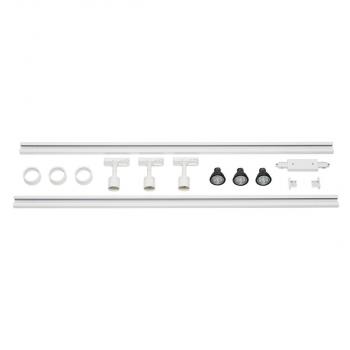 ARDEBO.de SLV 1Phasen-Hochvolt-Set dreiflammig, LED, inkl. 2x1 m Hochvoltschiene, 3xPurileuchtkopf, Längsverbinder, 2 Endkappen, 3x Dekoring, 3x LED GU10 Leuchtmittel, weiß (143191)