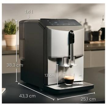 Siemens TF303E07 Kaffeevollautomat 1300 W, automatisches Reinigungssystem, Inox silver metallic