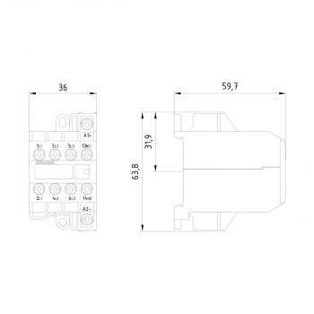 Siemens Motorschütz 4S AC-Betätigung 230VAC 45-450Hz (3TG10100AL2)