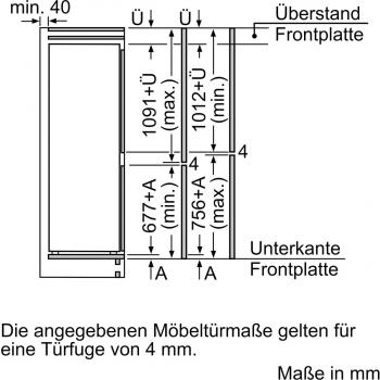 Siemens KI86NVSE0 iQ300 Einbau Kühl-/Gefrierkombination, 56 cm breit, 260 L, hyperFresh System, freshSense, noFrost, LED-Beleuchtung