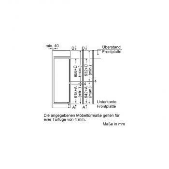 Siemens KI77SADD0 iQ500 Einbau Kühl-Gefrierkombination, Nischenhöhe: 158cm, 229L, Festtürtechnik, lowFrost, hyperFresh Plus