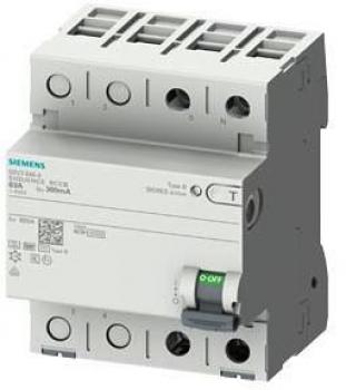 ARDEBO.de Siemens 5SV3646-4 FI-Schutzschalter, 4-polig, Typ B, kurzzeitverzögert, 63A, 300mA, 400V