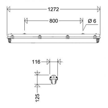 Schuch 161170303 LED-Feuchtraum-Wannenleuchte, 21 W, 3440 lm, 164 lm/W, SKI, IP65, grau