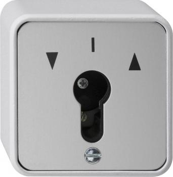 ARDEBO.de Schlüsselschalter 10 A 250 V~ für alle DIN-Profil-Halbzylinder Taster 1polig, Aufputz IP 44, grau, Gira 016330