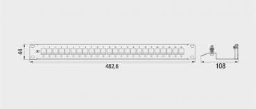 Rutenbeck (23900000) PP-UM A-24/1 Patchpanel, 19"/1HE, 24 Universalmodule, lichtgrau