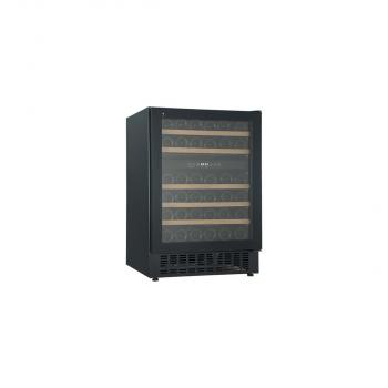 ARDEBO.de Wolkenstein UWTS129-46ED Stand Weintemperierschrank, 60 cm breit, 46 Standardweinflaschen, 5 Buchenholzböden, Thermostat, 2 Temperaturzonen, unterbaufähig, schwarz