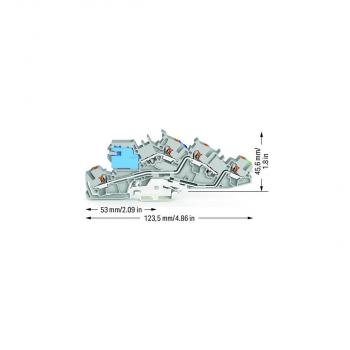 Wago 2205-7641 Installationsetagenklemme mit Drücker 4 mm², mit N-Trennschlitten, NT/L/PE, Push-in CAGE CLAMP®, grau