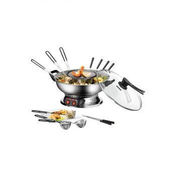 ARDEBO.de Unold 48746 Asia-Fondue, 1950W, 6 Körbchen, Fondue-/Grillfunktion, Edelstahl/schwarz