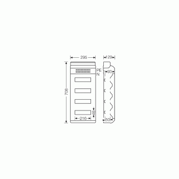 Hensel KV PC 9448 Automatengehäuse, je PE/N Anzahl x Querschnitt 6 x 25 mm², 24 x 4 mm² Cu