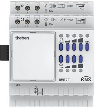 ARDEBO.de Theben DME 2 T KNX 2-fach Universaldimmaktor MIX2, 400 Watt, IP 20 (4930275)