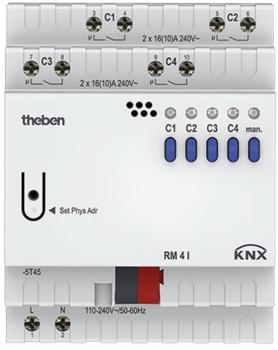 ARDEBO.de Theben RM 4 I KNX 4-fach C-Last Schaltaktor, FIX1, mit Stromerkennung, Schließer (4940210)