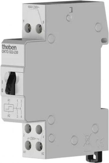 Theben OKTO S22-230 Stromstoßschalter elektromechanisch, 2 Kanäle/Schließer, allpolige Abschaltung, 200 W LED (3120122)