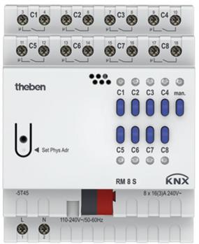 ARDEBO.de Theben RM 8 S KNX 8-fach Schaltaktor, FIX1, 2000 Watt (4940220)