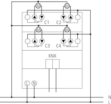 Theben JM 4 T KNX 4-fach Jalousieaktor, FIX1, Schließer, 6A (4940250)