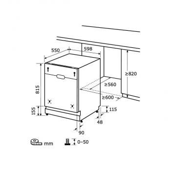 Exquisit EGSP2113-E-030E Vollintegrierter Geschirrspüler, 60 cm breit, 13 Maßgedecke, 6 Programme, Startzeitverzögerung, LED Display