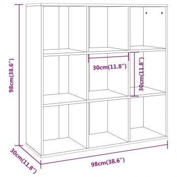 Bücherschrank Grau Sonoma-Eiche 98x29x97,5 cm