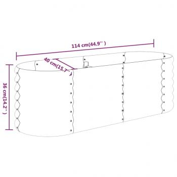 Hochbeet Pulverbeschichteter Stahl 114x40x36 cm Silbern