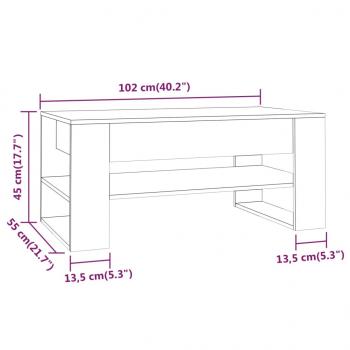 Couchtisch Weiß 102x55x45 cm Holzwerkstoff