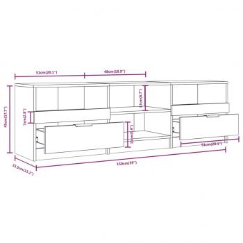 TV-Schrank Weiß 150x33,5x45 cm Holzwerkstoff