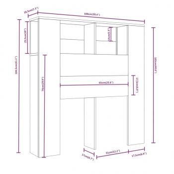 Kopfteil mit Ablagen Sonoma-Eiche 100x18,5x104,5 cm