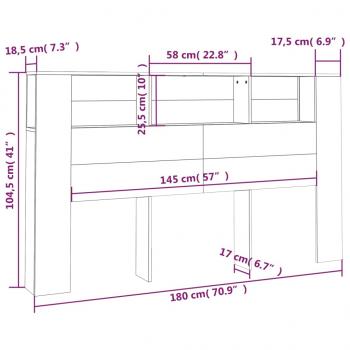 Kopfteil mit Ablagen Sonoma-Eiche 180x18,5x104,5 cm