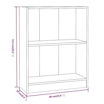 Bücherregal Räuchereiche 60x24x76 cm Holzwerkstoff