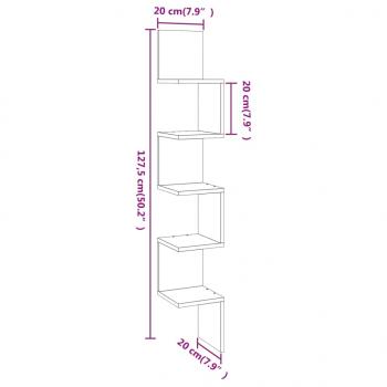 Wand-Eckregal Braun Eichen-Optik 20x20x127,5 cm Holzwerkstoff