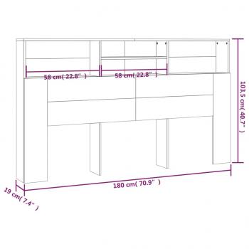 Kopfteil mit Ablagen Braun Eichen-Optik 180x19x103,5 cm