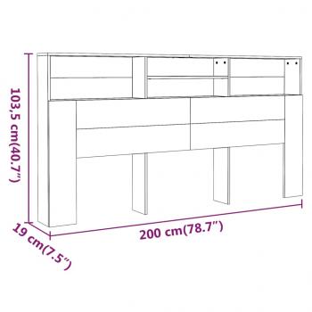 Kopfteil mit Ablagen Braun Eichen-Optik 200x19x103,5 cm