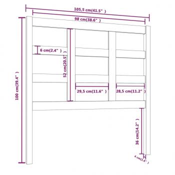 Bett-Kopfteil Grau 105,5x4x100 cm Massivholz Kiefer