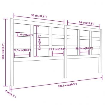 Bett-Kopfteil 205,5x4x100 cm Massivholz Kiefer